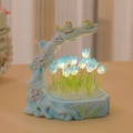 Luce notturna fai-da-te con uccelli e tulipani blu luminosi su base decorativa - Kit di Materiali Fai da Te / 10 fiori blu