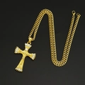 Collana hip hop a catena cubana placcata in oro con ciondolo a croce di cristallo - Oro (Catena Cubana 60cm)