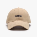 Khaki twill cotton baseball cap with blue BOMBON letter embroidery and curved brim - Adjustable / Khaki