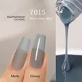 Japanese translucent grey blue nail gel polish Y015 in matte and glossy finishes - Y-015 Translucent Gray Blue