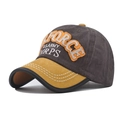 Outdoor cotton baseball cap with large embroidery and contrasting yellow sun visor - Adjustable / Washed Coffee