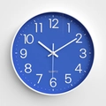 Modern 30cm navy blue wall clock with white frame and minimalist quartz dial design - Blue