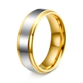 Two-tone gold and silver stainless steel band ring with polished finish for men and women - US 6 / 6mm Width