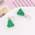 Macro shot of green Christmas tree charms with colorful enamel dots and silver hooks - 10# Emerald Christmas Tree (8*13MM)