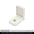 White rectangular velvet jewelry box for necklaces with silver pendant in 45-degree angle - Pendant Storage Box-H04503