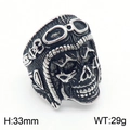 Retro Punk Pilot Totenkopf Ring in Antik-Silber mit Fliegerbrillen-Detail und 33mm Höhe - US 9 / Pilot Silber