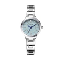 Elegant silver alloy women's watch with light blue diamond dial and metal bracelet - Silver Case Light Blue Dial