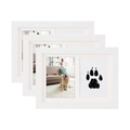 Drieluik witte 7 inch fotolijsten met dubbele opening voor foto en dierenpootafdruk - Zonder Inktkussen Kit / Wit