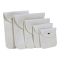 Off-white velvet jewelry pouches in five different sizes with snap gold buttons - Size 1 6.5x6.5cm / Off-white