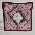 Elegant burgundy paisley square silk scarf with cream center and smooth satin finish - Small Cashew Nut Wine Red Small Square Scarf Silk Scarf / 65