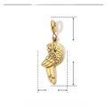Detail of golden parrot charm with rhinestones and dimensions showing 25mm height - Parrot (YF248x3)