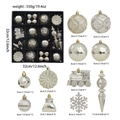Set di decorazioni natalizie argento e bianco con finiture opache, lucide e con glitter - Oro