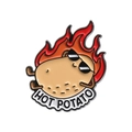 Épinglette en émail patate amusante avec lunettes de soleil, flammes et texte Hot Potato - Style de Pomme de Terre à Lunettes Enflammées (QHXZ2619)