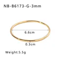 Minimalistisches 18k vergoldetes Edelstahl-Armband mit 6,6 cm Innendurchmesser - Gold-3mm Stil (NB-B6173-G-3mm)