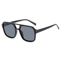 Classic double-bridge pilot sunglasses with black frame and grey lenses for unisex style - Black Frame Grey Lens
