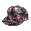 Hip hop pet met platte rand en schedel met rozen print voor Halloween stijl - M / Schedel