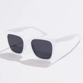 Oversized white square frame sunglasses with dark lenses shown on a minimalist background - White Frame Gray