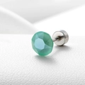 Mint green faceted crystal stud earring with silver screw back on leather surface - Mint Green 6.2MM(A013-36#)