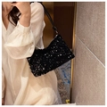 Elegante borsa a tracolla con paillettes nere da donna con grande capacità e stile chic - Taglia unica / Nero