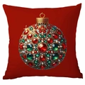 Red Christmas pillowcase with a luxurious 3D jewelry-style holiday ornament print - Jewelry Christmas Ball