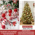 Set di 40 decorazioni natalizie rosse e bianche con palline e stelle per l'albero - Set 150cm (40 Pezzi) / Rosso & Bianco
