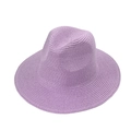 Handmade purple straw panama cowboy hat with classic woven texture for summer beach - Adjustable / Purple