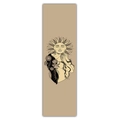 Detailed retro line art illustration of sun and flower figure on a beige scroll canvas - Style 4 / 40x150cm