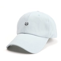Close-up of cute black cat embroidery on a light blue cotton twill baseball cap - Adjustable / Light Blue