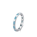 Minimalistischer S925 Sterlingsilber Ring mit himmelblauen Einlagen aus Türkis - US Größe 5 / Türkis-Stil