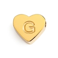 Golden heart-shaped stainless steel pendant with embossed letter G on white background - Letter G (Gold)