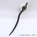 Minimalist black sandalwood hair pin with elegant spiral design, length approx. 18cm - Whirlwind