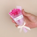 Mini pink dried baby breath flower bouquet in elegant gift wrapping with Eternal Love tag - Style 15 Rose Red Gypsophila Bouquet