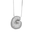 Sparkling silver-tone letter G pendant necklace with cubic zirconia pavé stones - Letter G / Silver