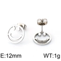 Klassische silberne minimalistische Smiley-Ohrstecker aus poliertem Edelstahl - Smile Face Ohrstecker (KE84605-K) / Silber