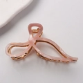 Haarklammer mit rosa Marmor-Harzschleife und goldener Metallbasis für Damen - Gelee Rosa