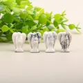Set of four 2.5cm hand-carved white turquoise angel figurines for home decoration - Howlite
