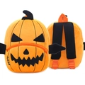 Orange plush pumpkin backpack with black bat wings for kids ages 2 to 4 years - Pumpkin
