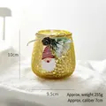 Bougeoir de Noël en verre martelé doré avec pommes de pin et pendentif Père Noël - Verre Courbé Or Champagne Père Noël (10x9.5cm/255g)