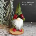 Christmas gonk dwarf with green forest hat and white beard on wood base, 20cm - Flower Hat Gnome-Green Cap
