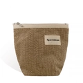 Braune Cord-Kosmetiktasche mit Reißverschluss und Big Star & Little Moon Etikett vorne - Khaki