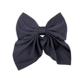 Elegant large dark gray fabric bow hair clip for school style and lolita fashion look - Dark Gray
