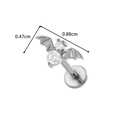 Piercing chauve-souris en acier inoxydable argenté avec des cristaux de zircone cubique - Style Chauve-Souris (2610-2# Argent)