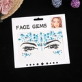 Blue face gems set with waterdrop rhinestones for festival party makeup decoration - Blue