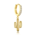 Elegante orecchino a cactus in argento S925 placcato oro con cristalli di zircone - Cactus / Oro