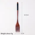 Japanese style nanmu wood fork with black wrapped cord handle, 22.5cm long - Black Wrapped Fork