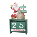 Calendario natalizio in legno con Babbo Natale e renne su una base di colore verde - Babbo Natale Verde