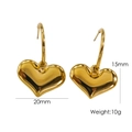 14K gold plated stainless steel chunky heart drop earrings with high-polished finish - Large Puffy Heart / Gold
