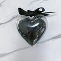 Heart-shaped clear ornament with black faux fur filling and a black ribbon bow charm - Heart Transparent Box/1pc / Black