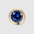 Circular gold-plated pendant featuring a faceted deep blue gemstone for DIY jewelry - 6mm / September-Royal Blue (Steel Color)