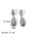 Macro view of silver water drop earrings showing 57.5mm length and mirror finish - Silver (TE6556-S)
